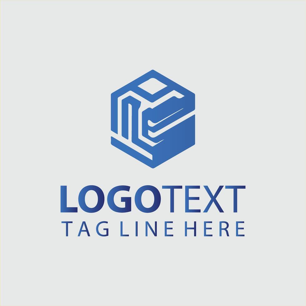 A blue cube logo design for a business vector