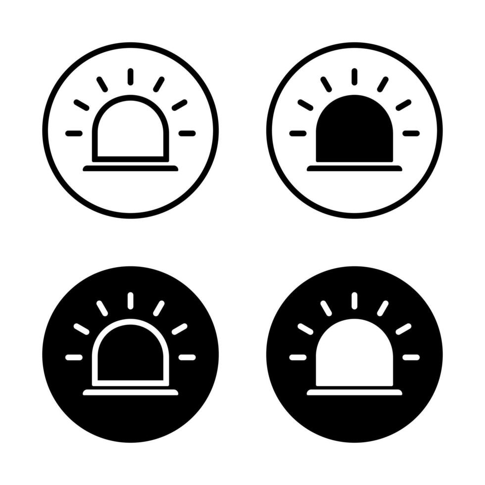 Siren light icon on black circle. Emergency lamp sign symbol vector