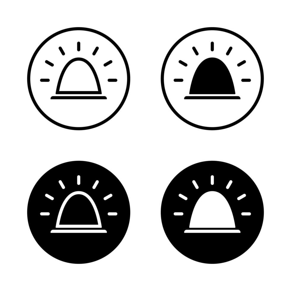 Siren light icon set on black circle. Emergency lamp sign symbol vector