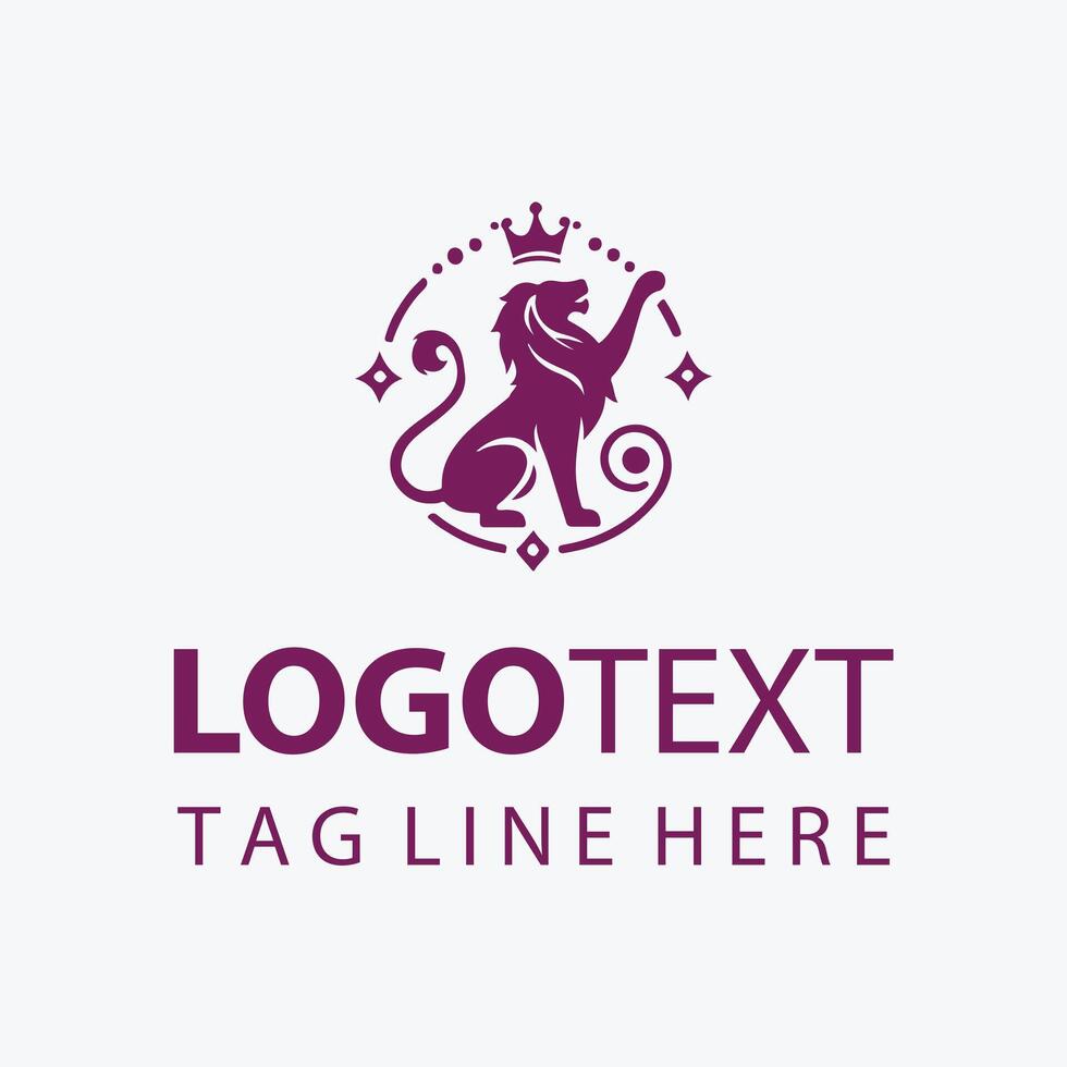 A purple lion logo design vector