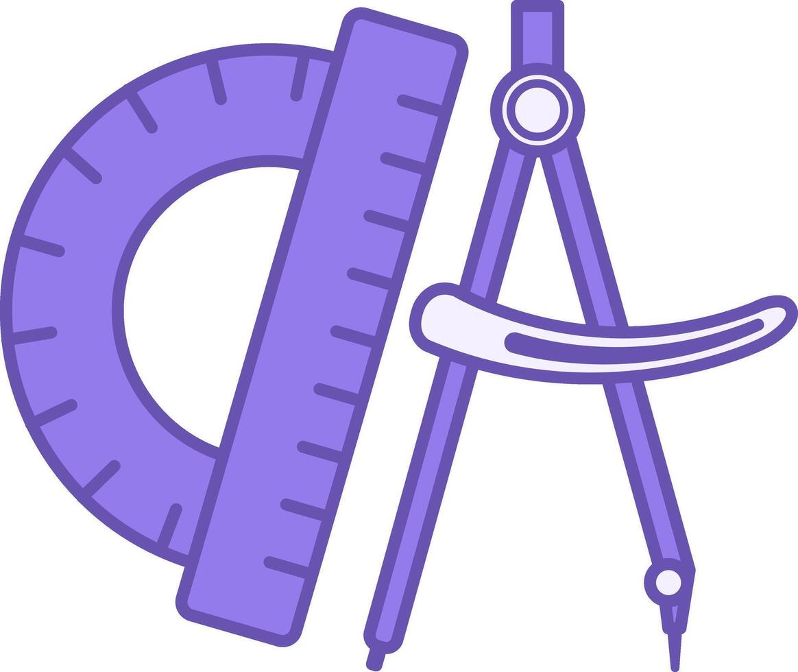 Geometry Color Icon. Icon of Compass and Protractor. Tools for Drawing. Stationery Supplies for Geometry Lesson. Education and School Concept vector