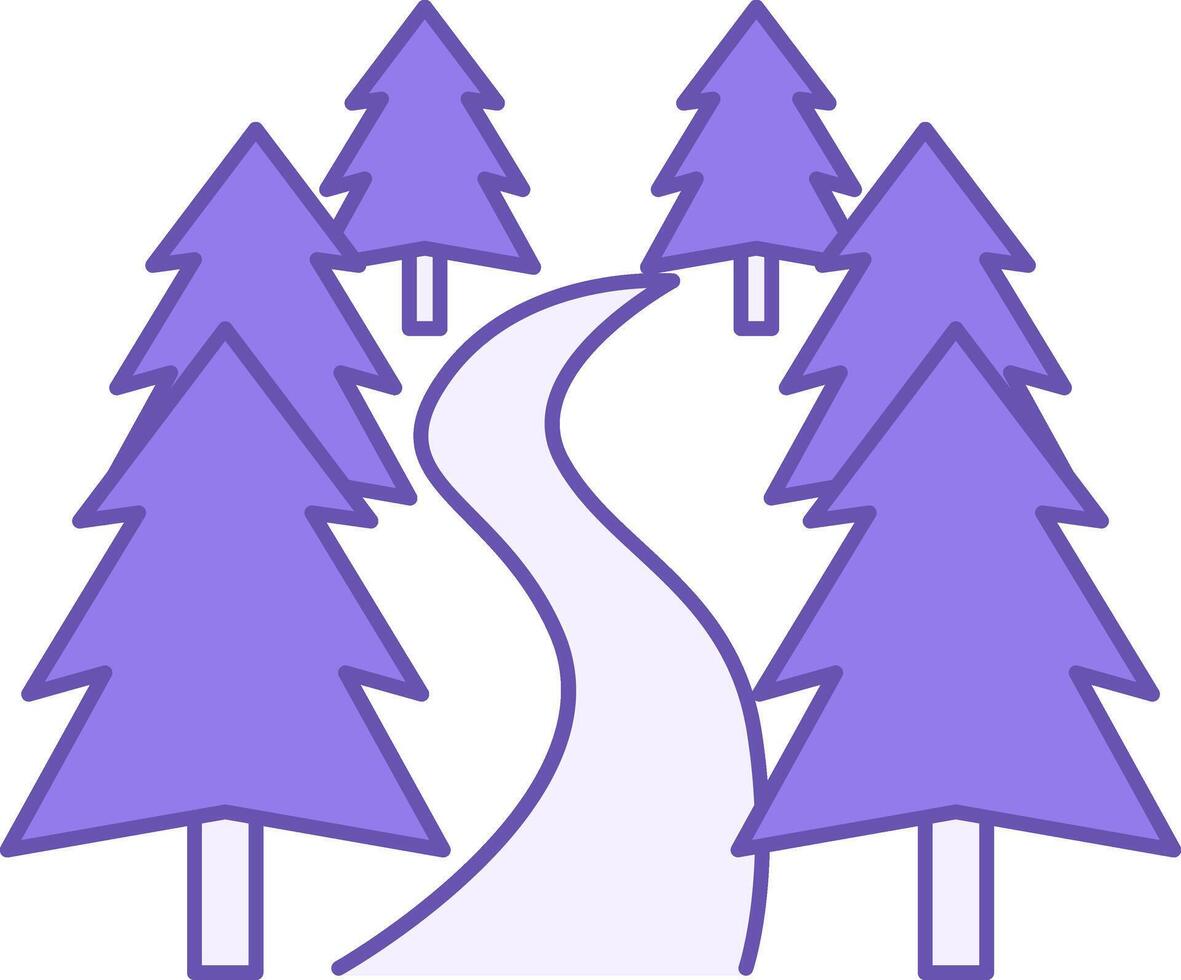 Colored Forest Icon. Icon of Trees and Road. Travel and Tourism. Camping and Tourism Concept vector
