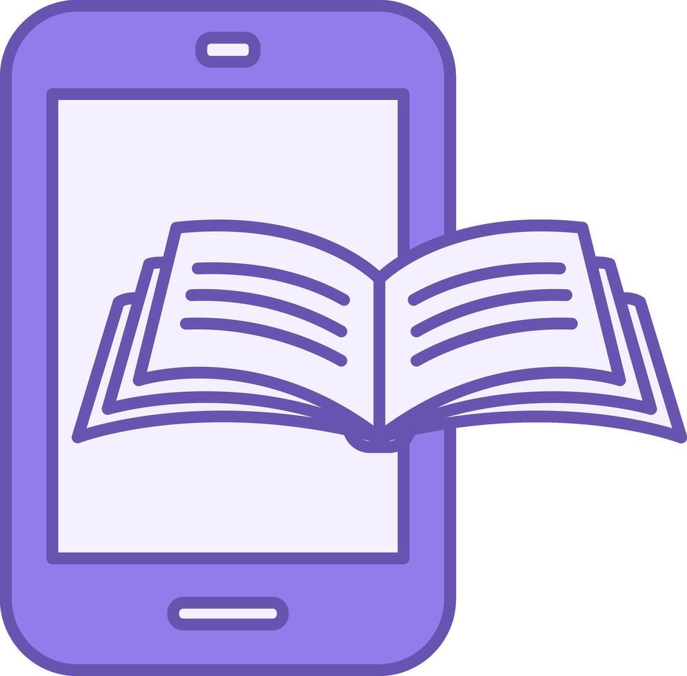 E-Book Color Icon. Mobile Phone and Open Book. Distance Learning, Online School, E-Learning. Online Education Concept vector