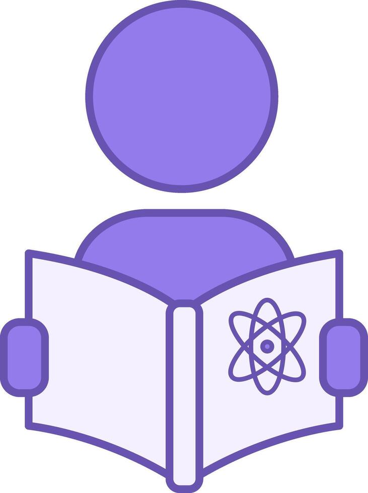 Colored Icon Study. Icon of Man with Physics Textbook. Studying the Subject at School. Education Concept vector