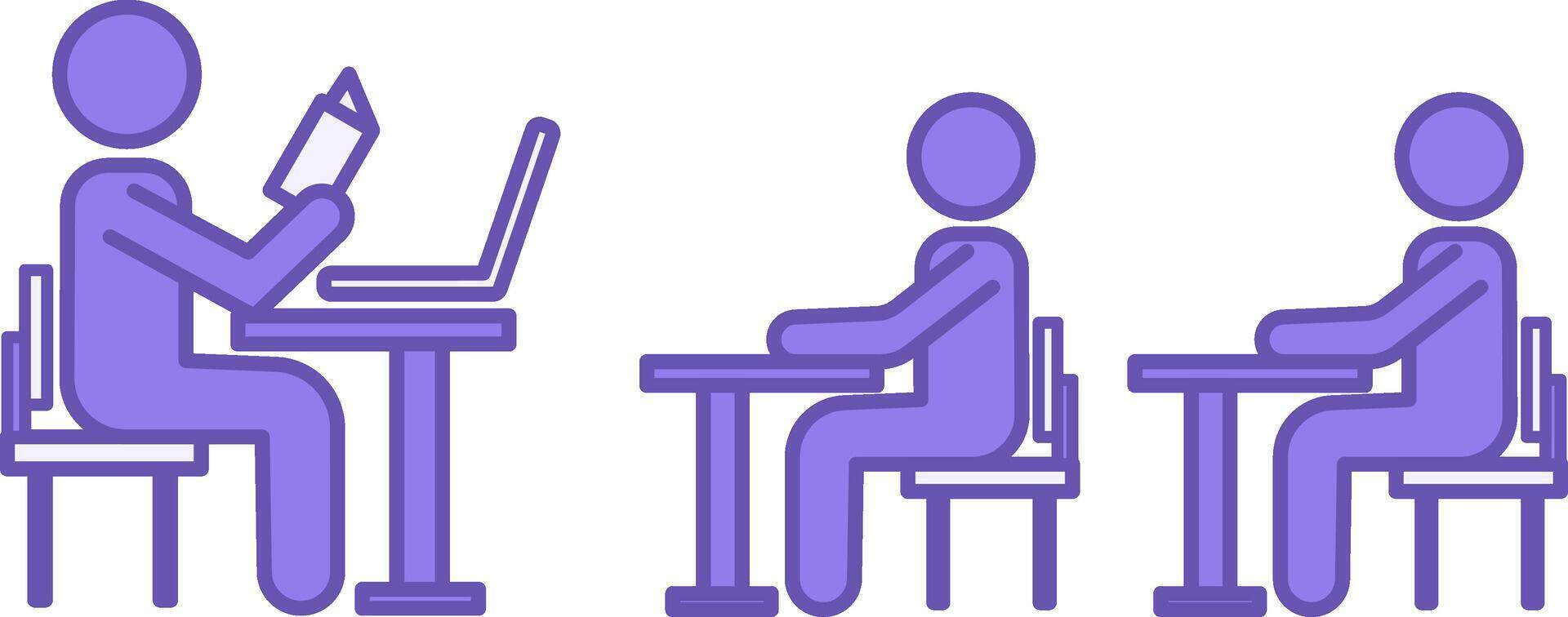 Colored Classroom Icon. Teacher Teaches Children in Class. Pupils Sitting At Desks, Learning Process. Education and School Concept vector