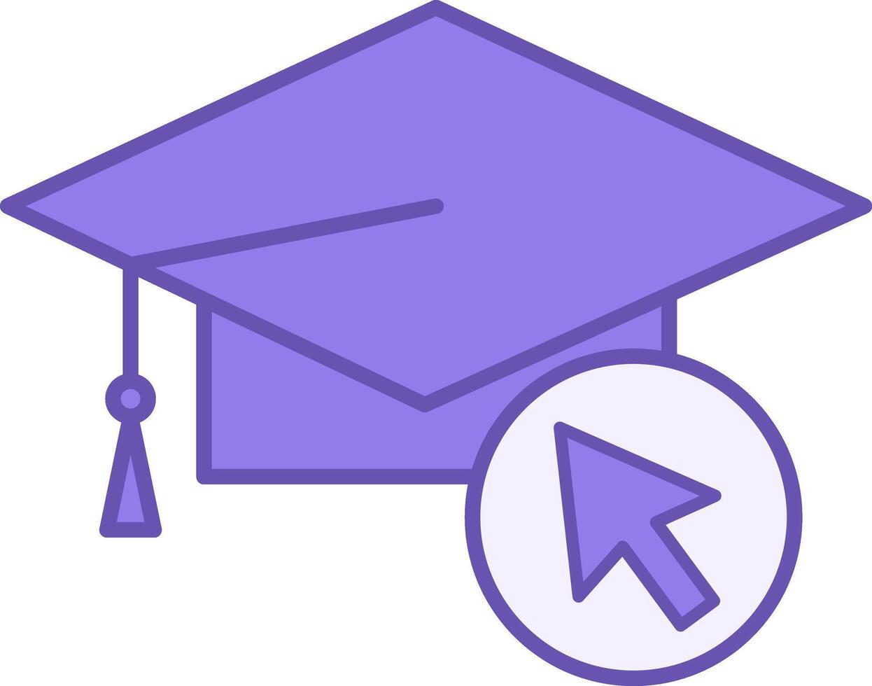 Online Education Color Icon. Graduation Cap. Distance Learning, Online School, Lesson, E-Learning vector