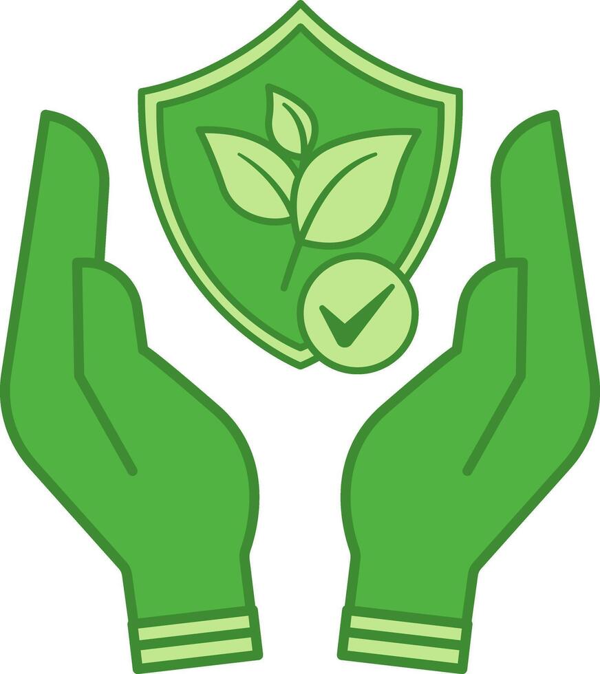Green Icon Nature Conservation. Symbol of Nature Protection in Human Hands. Natural products. Environment protection. Organic Farming Concept vector