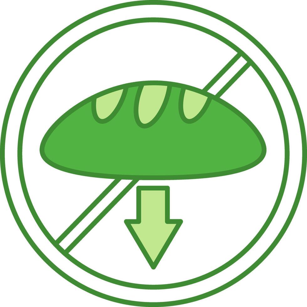 Green Low Carb Icon. Loaf of Bread with Down Arrow. Vegetarian food. Product Label vector