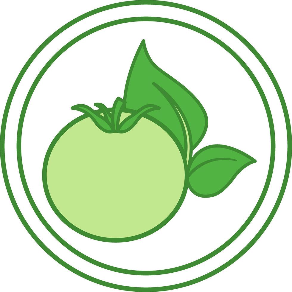 Green Plant Based Icon. Icon of Tomato and Young Plant. Natural Food. Label for Packaging of Organic Products. Healthy Eating vector