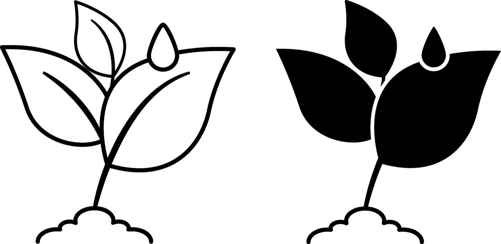 Plant icons. Black and White Icons. Young Sajanets Growing from the Earth. Organic Farming Concept vector