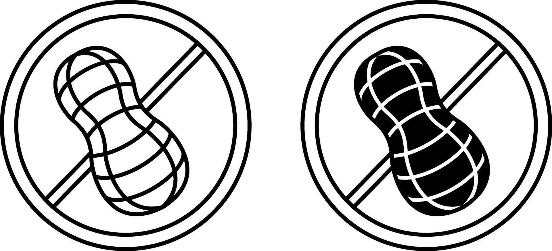 No Nuts Icons. Black and White Icons. Label for Peanut Free Products vector