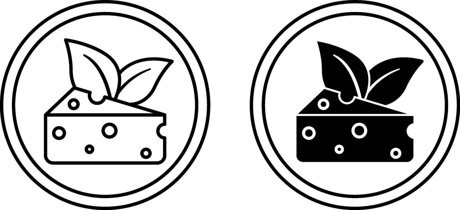Vegetarian icons. Black and White Icons of Cheese and Young Leaves. Label for Natural and Organic Products. Ecological Food vector