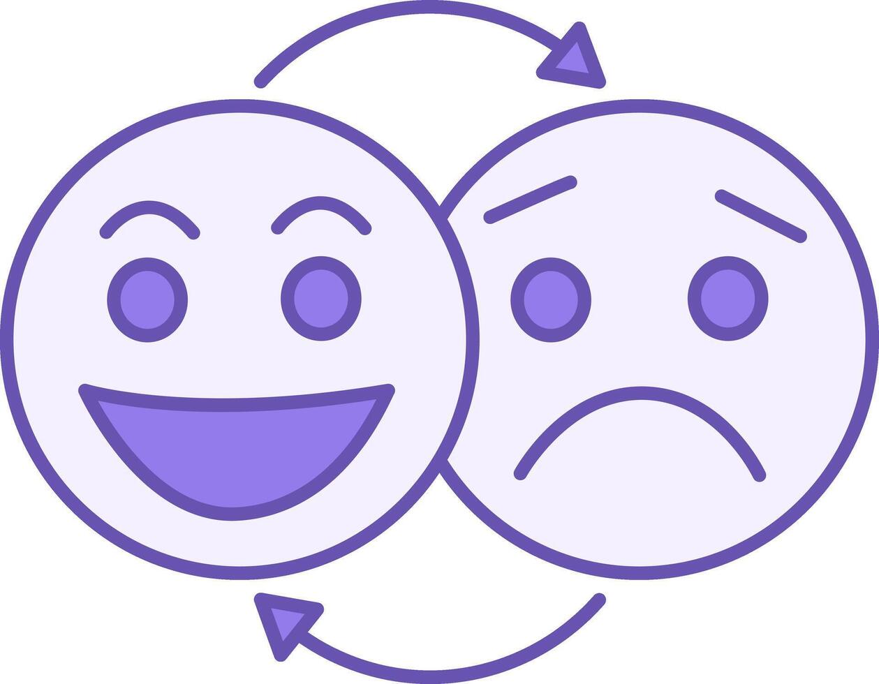 Colored Mood Icon. Icon of Positive and Negative Emotions. Happy and Sad Face vector