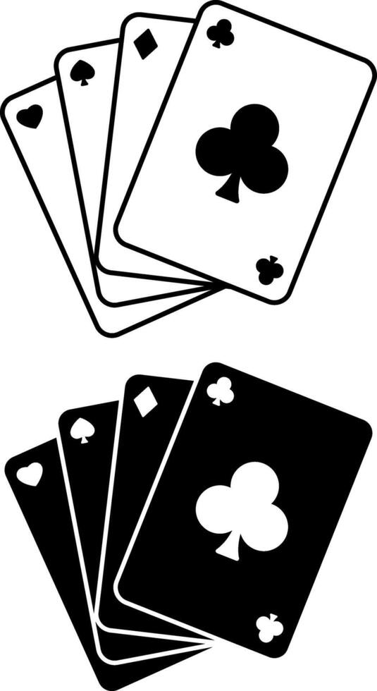 Card Game Icons. Black and White Icons. Four Suits of Playing Cards. Poker. Gambling Concept vector
