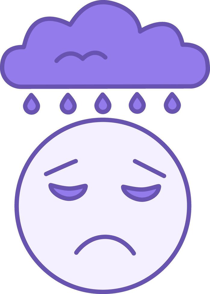 Colored Icon Sad. Icon of Sad Face and Rain Cloud. Emotions and Mood Concept vector