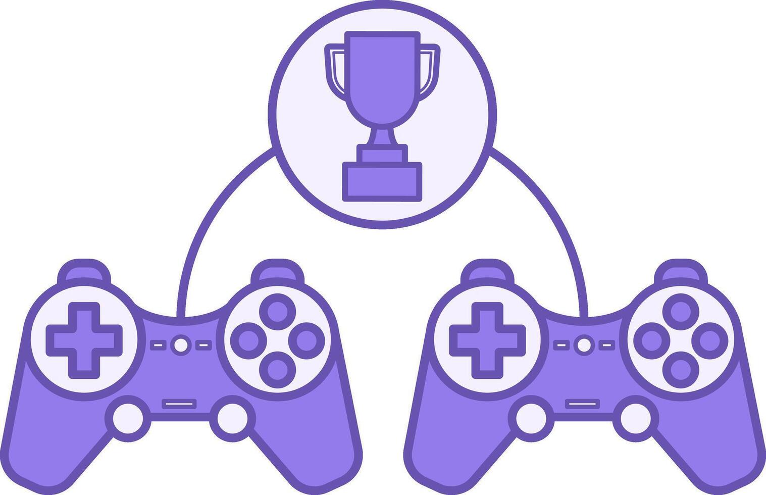 Colored Contest Icon. Icon of Players Competing for the Winner Cup. Console, Joystick, Gamepad. Sports and Computer Games Concept vector