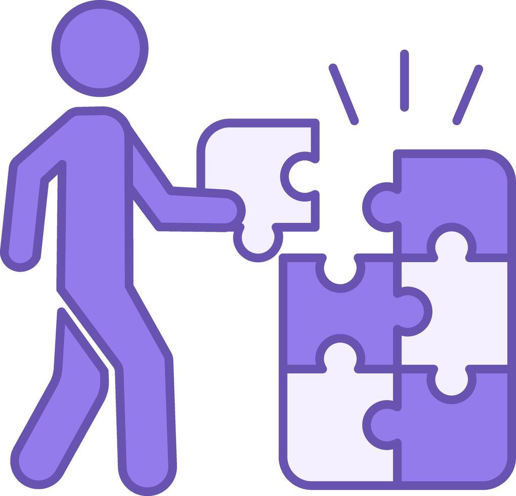 Colored Logic Game Icon. Icon of a Man Putting a Puzzle. Computer and Educational Games Concept vector