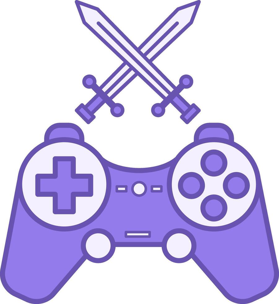 Colored Arcade Game Icon. Icon of Console and Crossed Swords. Computer Games Concept vector