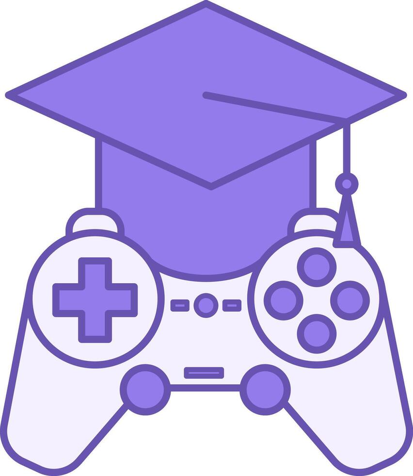 Colored Educational Game Icon. Icon of Game Console and Graduation Hat. Computer Games and Education Concept vector