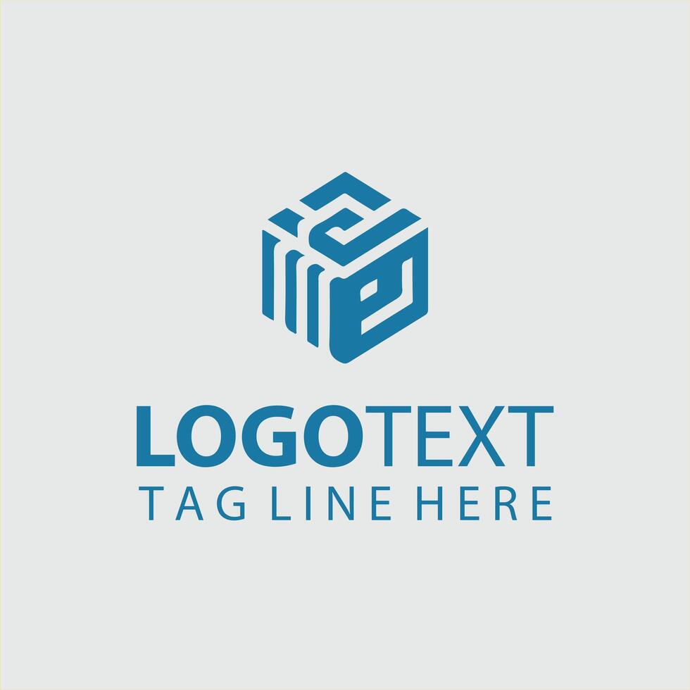 A blue cube logo design vector