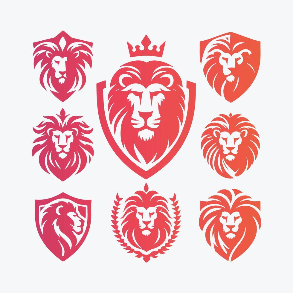 Lion head logo set, lion head emblem, lion head emblem, lion head emblem, lion vector