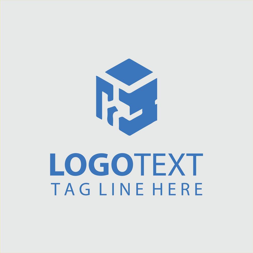 A blue cube logo design for a business vector
