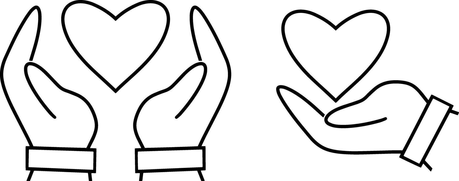 Hand with heart set icon Love symbol clipart collection vector