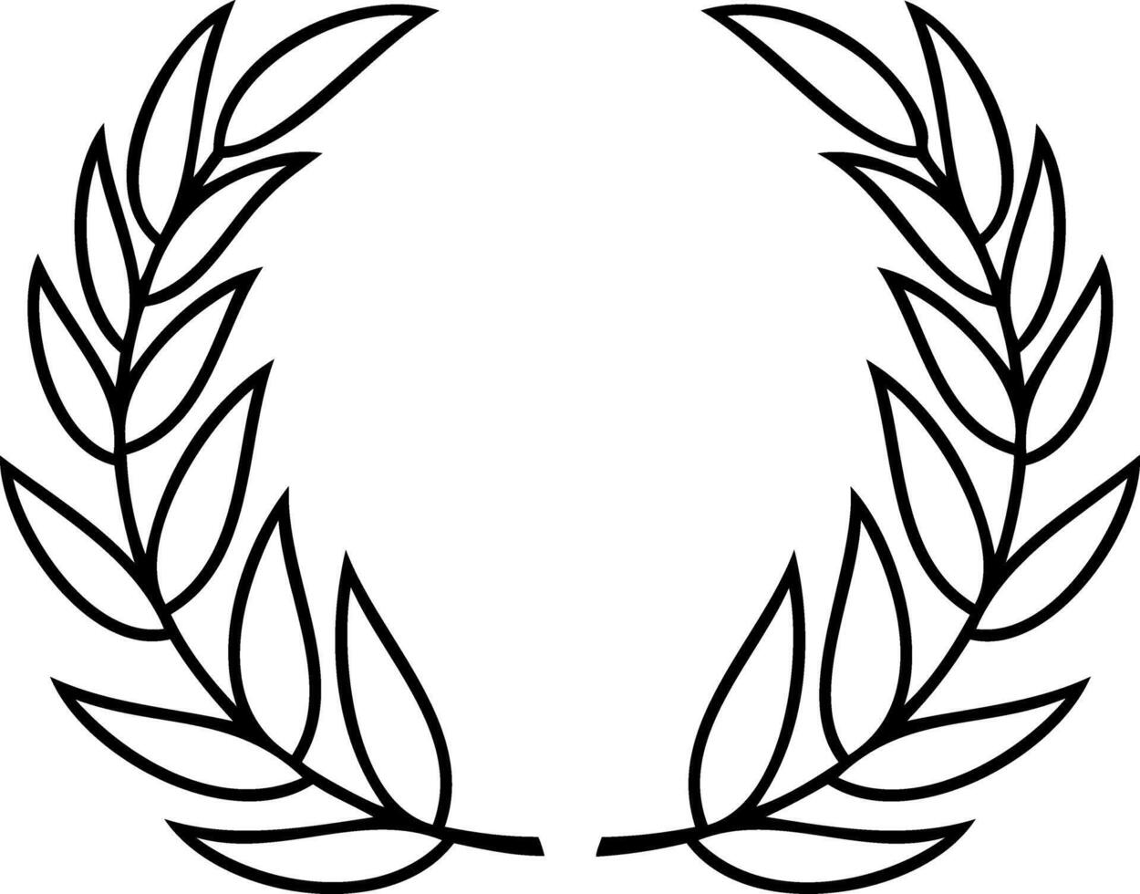 Sketch Laurel wreath icon Eco clipart Outline Branch with leaf vector