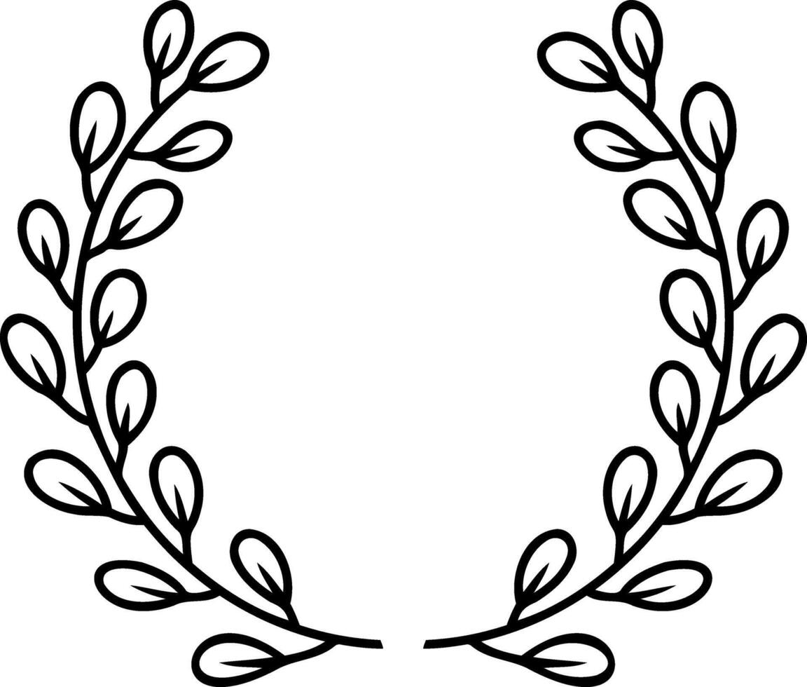 Outline wreath icon Eco clipart Branch with leaf vector