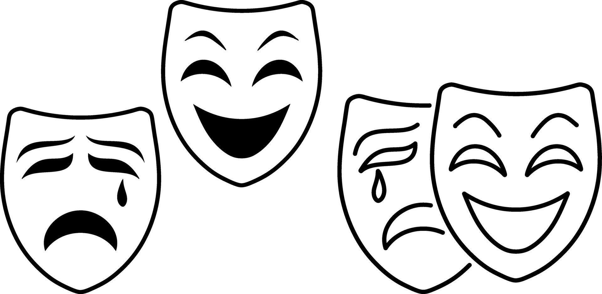 Theatre set mask clipart Sketch collection vector