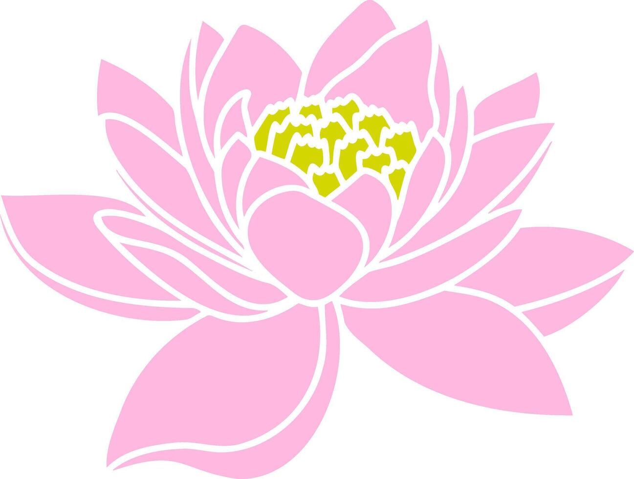 Pink Lotus rose flower clipart Cartoon nature vector