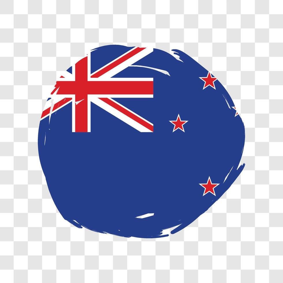 Flag of New Zealand with grunge brush stroke. design vector