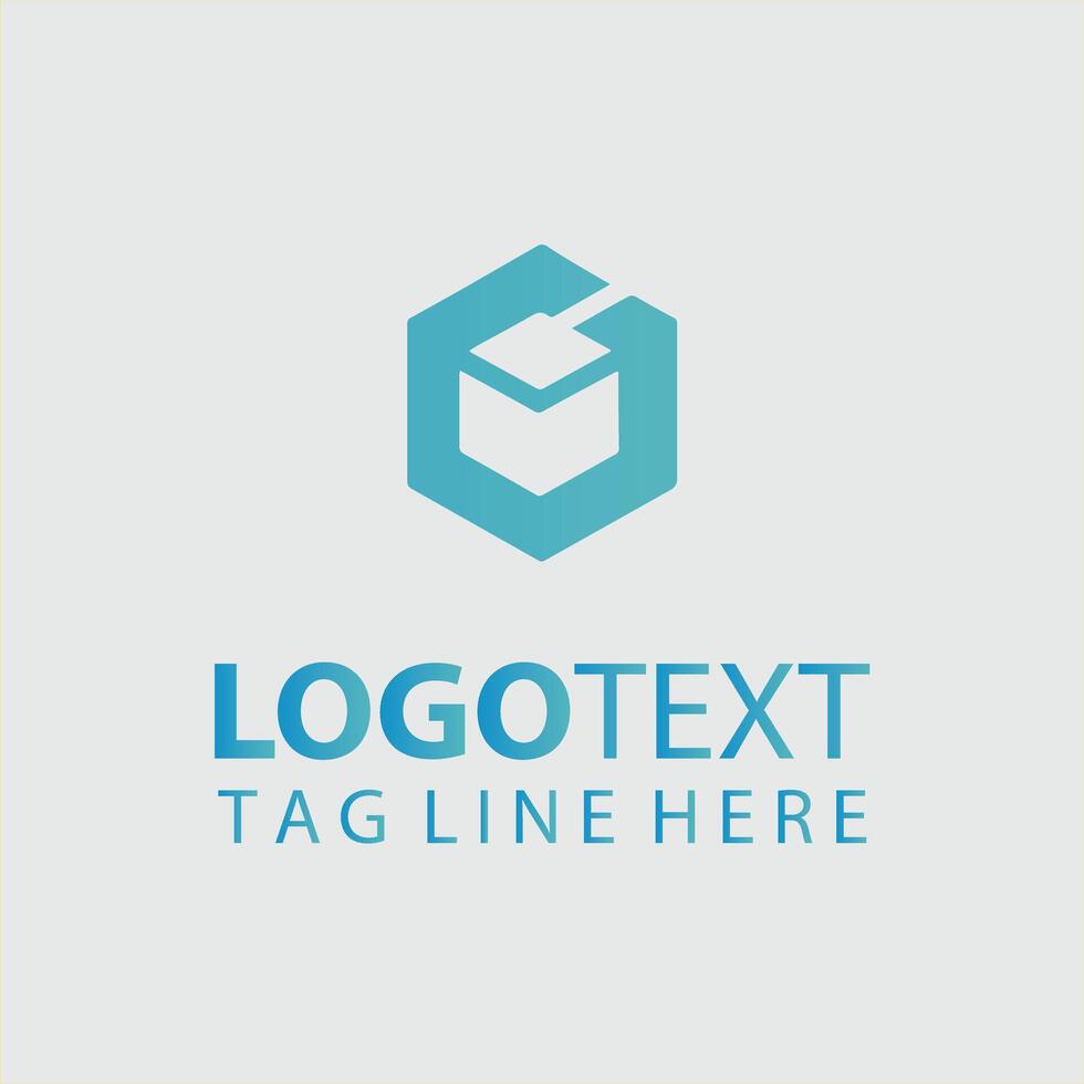 A blue cube logo design for a business vector