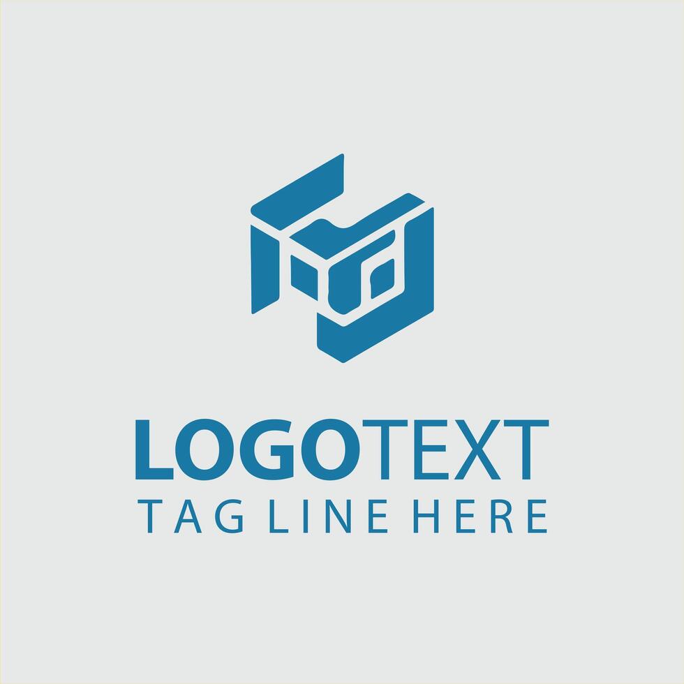 A blue cube logo design vector