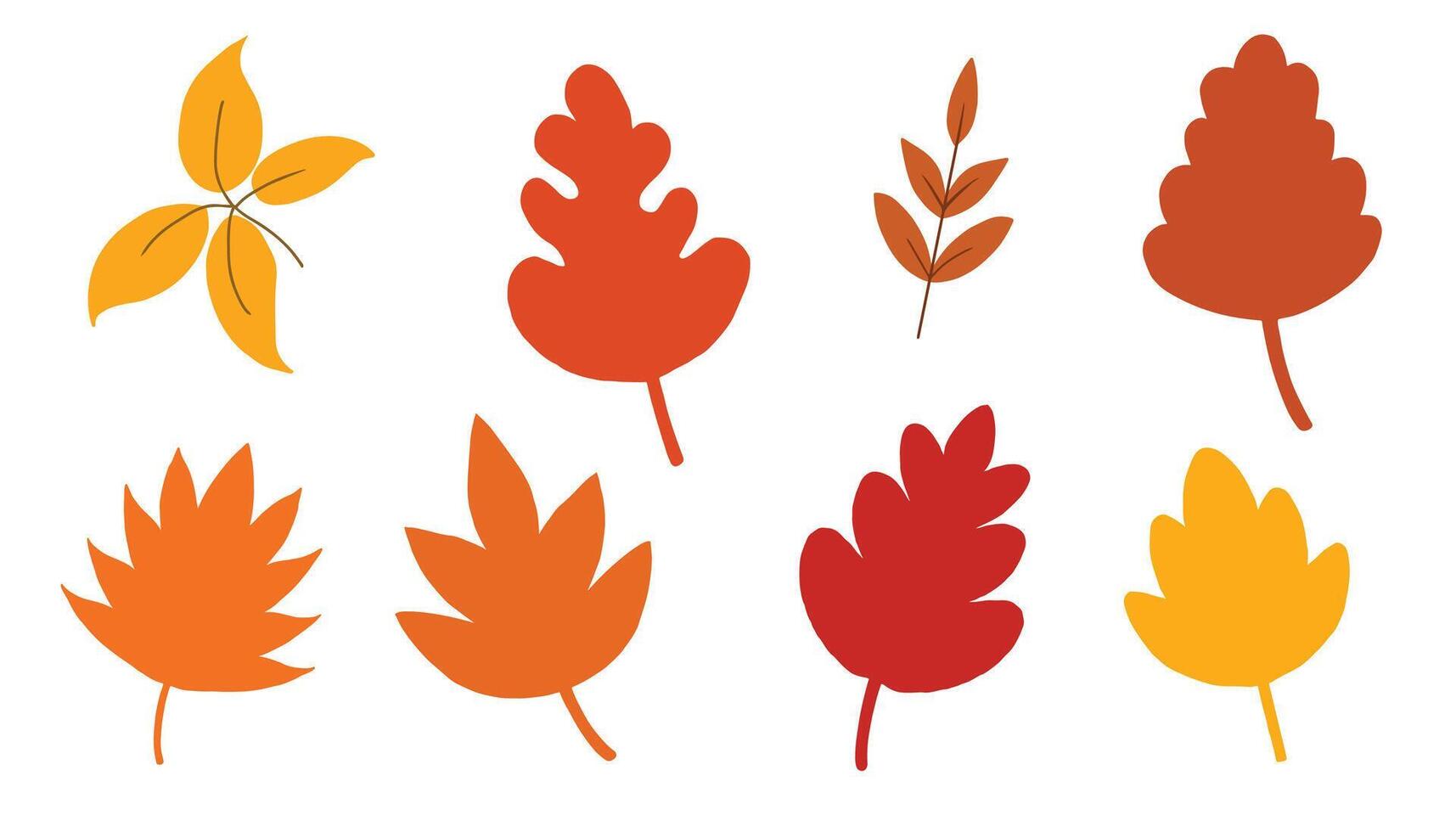 Autumn leaves hand drawn for season, holiday and illustration. Flat design element vector