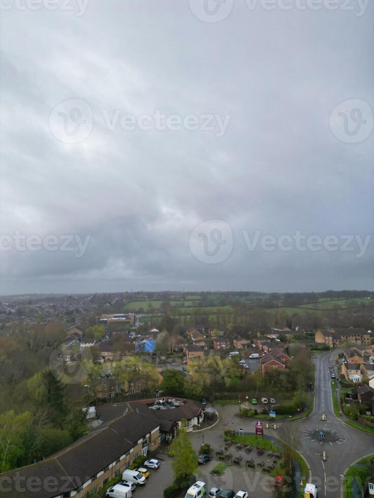 Aerial View of Central City Centre Elstree Uxbridge London City of England, Great Britain. It Was Rainy and Cloudy Day with Strong Winds over England, Drone's Camera view Captured on April 4th, 2024 photo