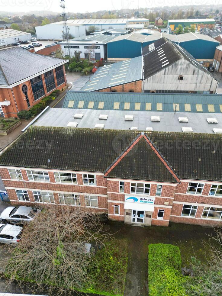 Aerial View of Central City Centre Elstree Uxbridge London City of England, Great Britain. It Was Rainy and Cloudy Day with Strong Winds over England, Drone's Camera view Captured on April 4th, 2024 photo