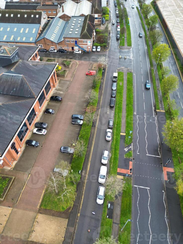 Aerial View of Central City Centre Elstree Uxbridge London City of England, Great Britain. It Was Rainy and Cloudy Day with Strong Winds over England, Drone's Camera view Captured on April 4th, 2024 photo