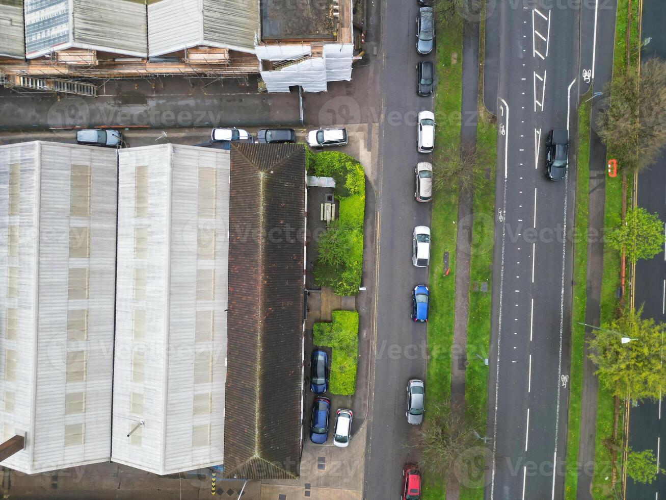 Aerial View of Central City Centre Elstree Uxbridge London City of England, Great Britain. It Was Rainy and Cloudy Day with Strong Winds over England, Drone's Camera view Captured on April 4th, 2024 photo