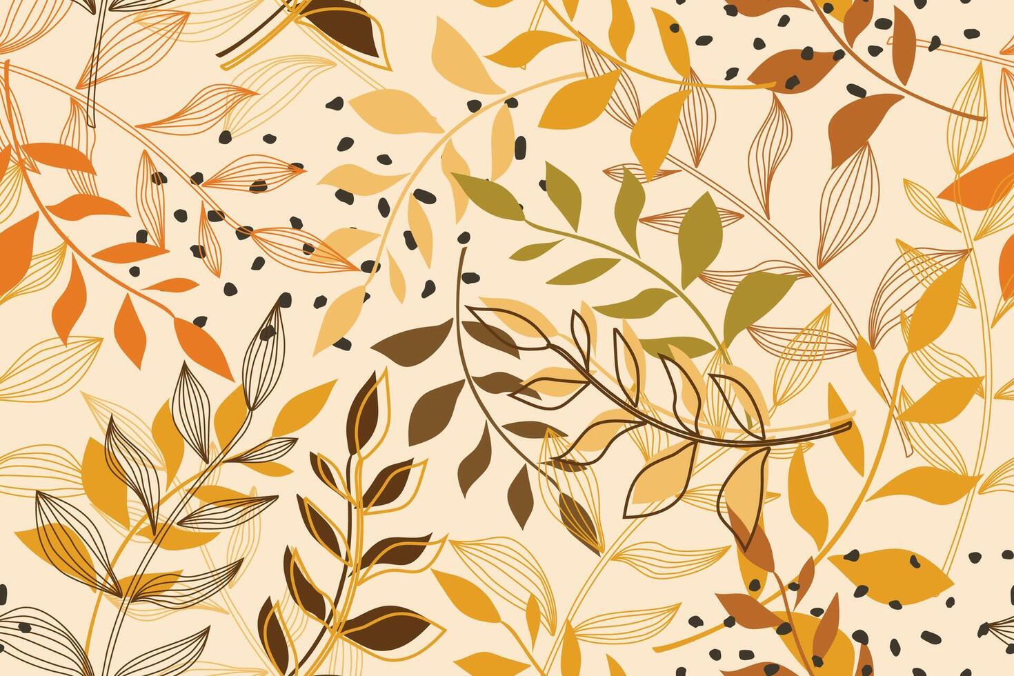 Autumn foliage of colored leaves and branches form a botanical seamless pattern. vector