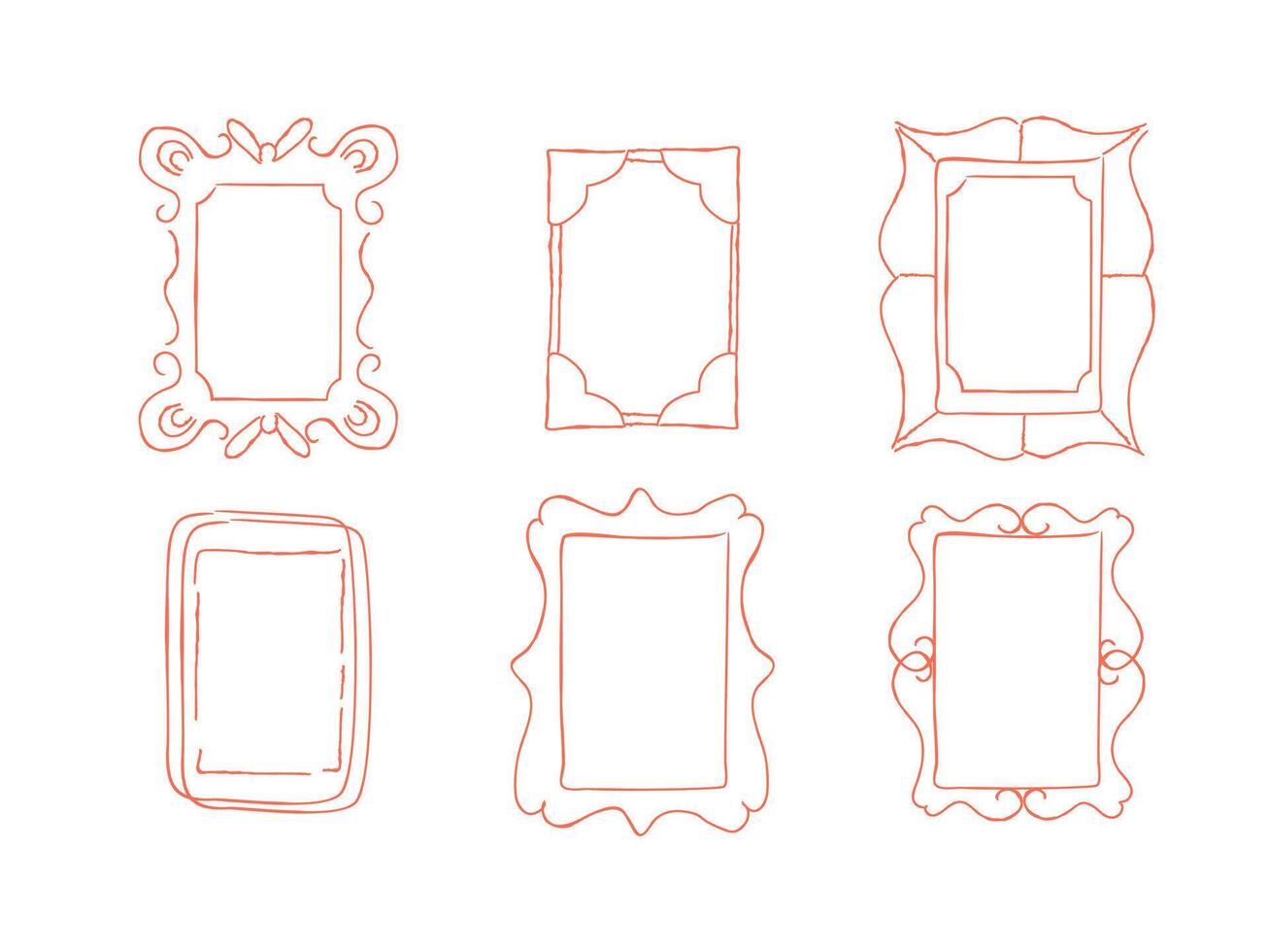 Set of 6 Christmas doodle frames. Merry Christmas frame set vector