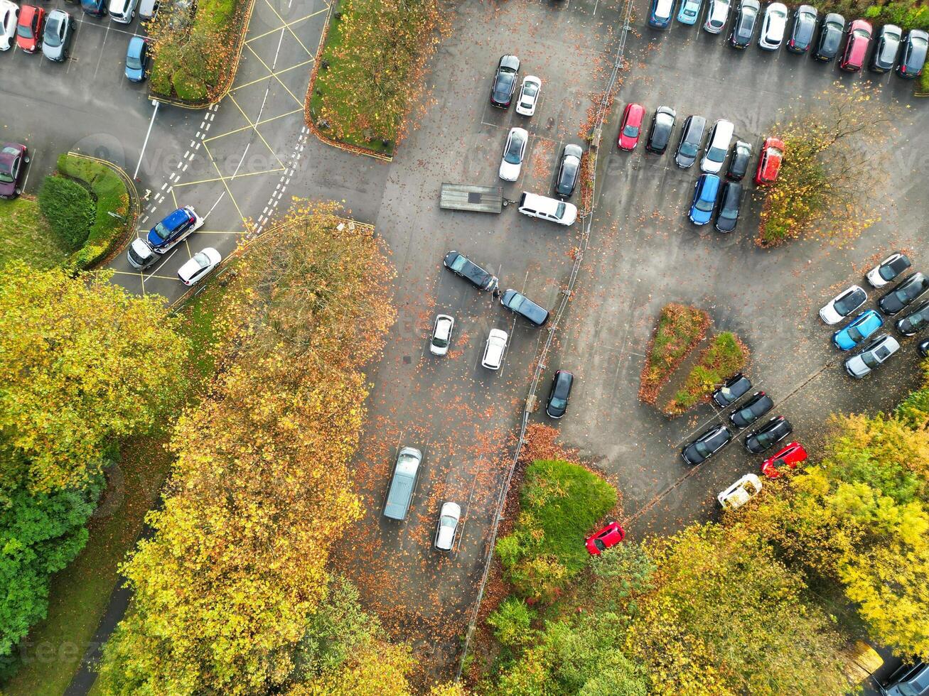 Manchester City During Autumn Season and Cloudy Day over England Great Britain. High Angle Drone's Camera Footage was Captured on October 29th, 2024 photo