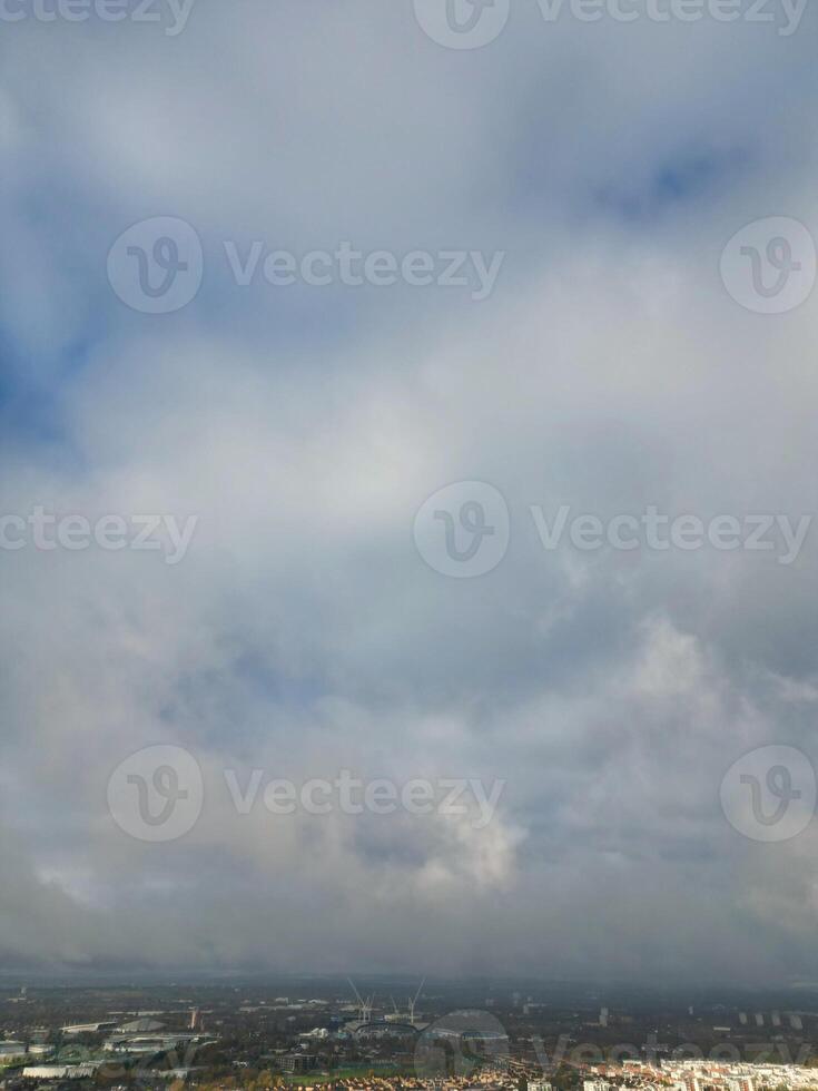 Manchester City During Autumn Season and Cloudy Day over England Great Britain. High Angle Drone's Camera Footage was Captured on October 29th, 2024 photo