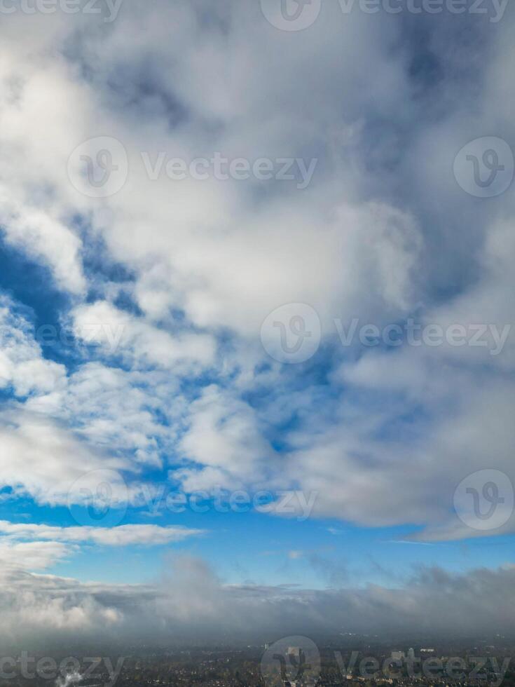 Manchester City During Autumn Season and Cloudy Day over England Great Britain. High Angle Drone's Camera Footage was Captured on October 29th, 2024 photo