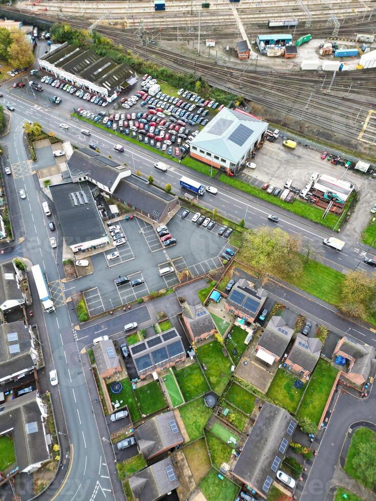 Manchester City During Autumn Season and Cloudy Day over England Great Britain. High Angle Drone's Camera Footage was Captured on October 29th, 2024 photo