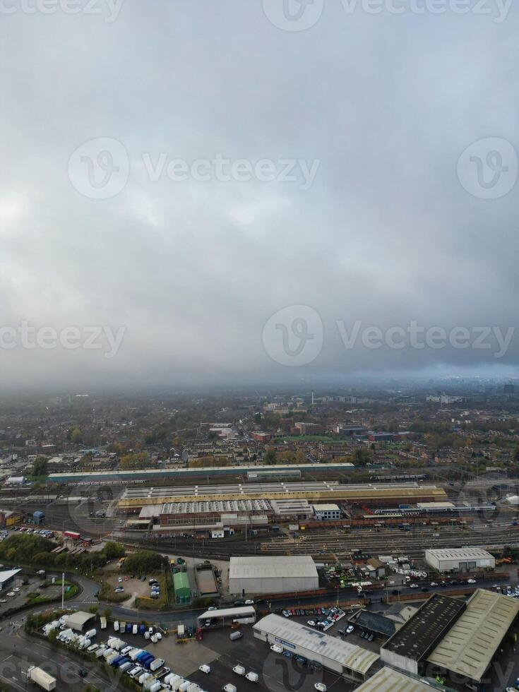 Manchester City During Autumn Season and Cloudy Day over England Great Britain. High Angle Drone's Camera Footage was Captured on October 29th, 2024 photo