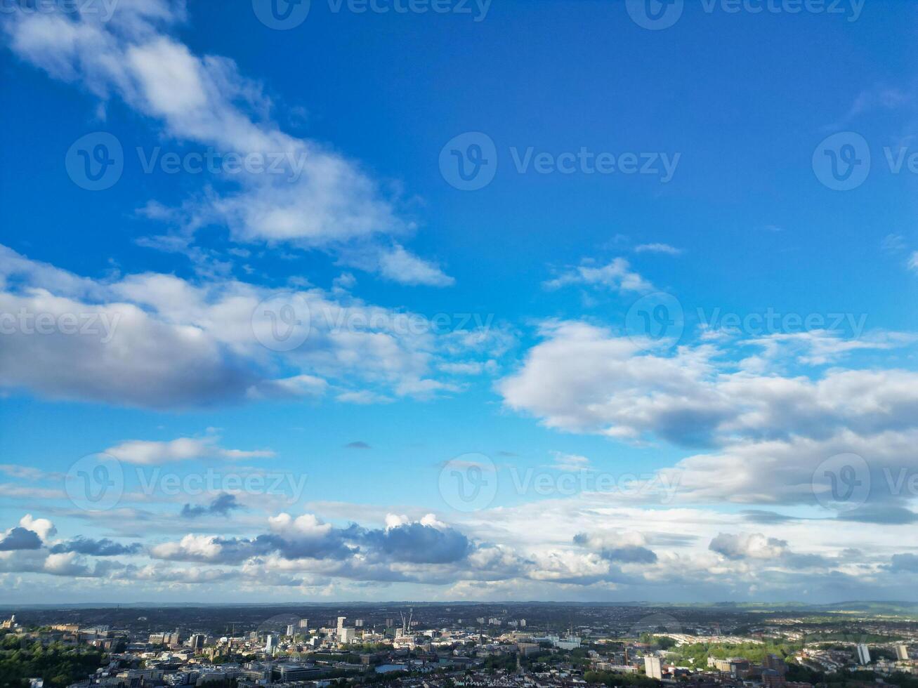 An Aerial View of Buildings at Central Bristol City of Southwest of England, United Kingdom. May 27th, 2024. The High Angle Footage Was Captured with Drone's Camera from High Altitude. photo