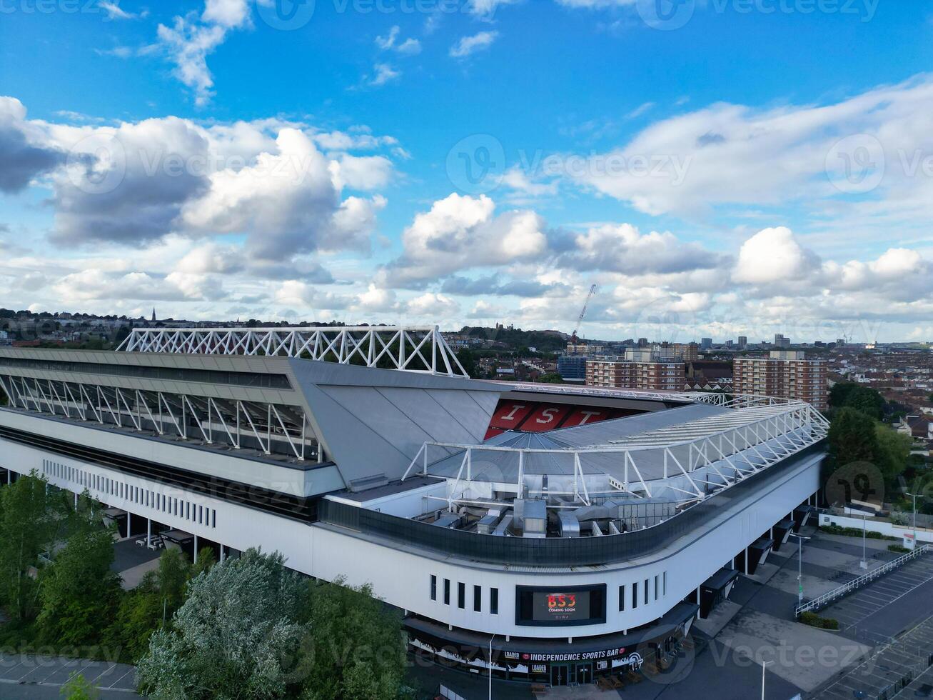 An Aerial View of Buildings at Central Bristol City of Southwest of England, United Kingdom. May 27th, 2024. The High Angle Footage Was Captured with Drone's Camera from High Altitude. photo