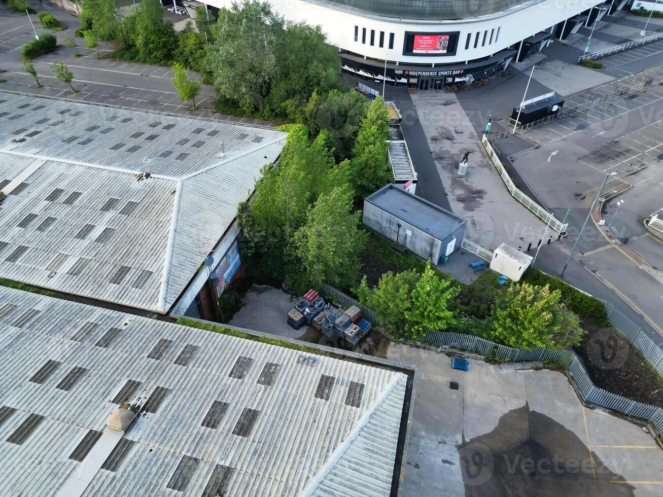 An Aerial View of Buildings at Central Bristol City of Southwest of England, United Kingdom. May 27th, 2024. The High Angle Footage Was Captured with Drone's Camera from High Altitude. photo
