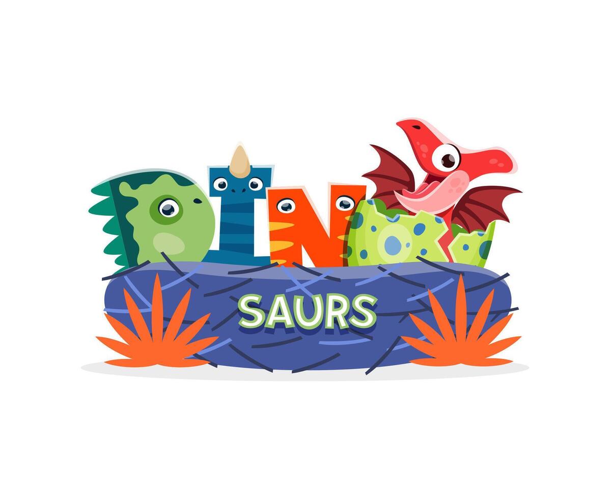 Prehistoric mother dinosaurs with kids in eggs vector